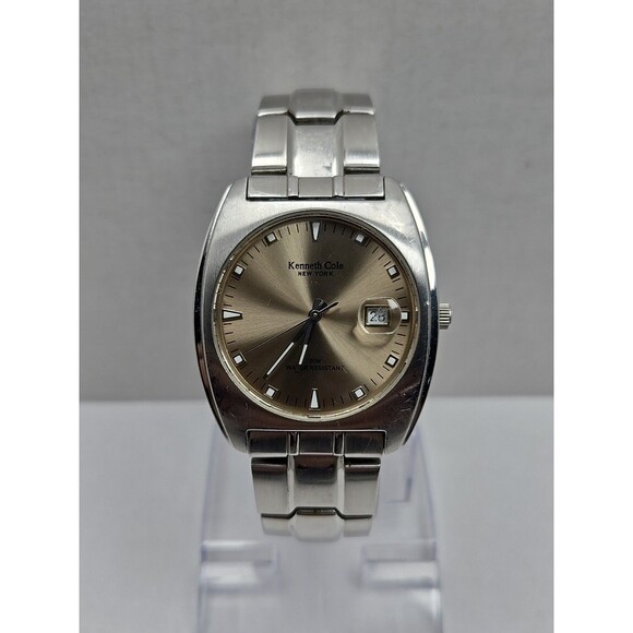 Kenneth Cole New York Mens Quartz Date Stainless Steel 50M New Battery Watch Men - Picture 1 of 11